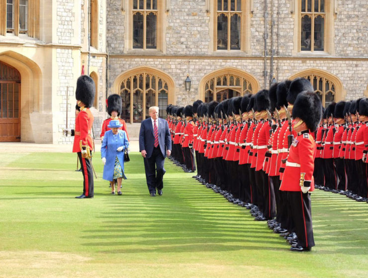The Queen and Donald Trump inspect the royal guard