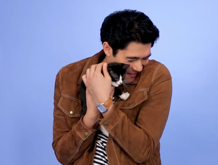 Henry Golding kitten interview with Buzzfeed
