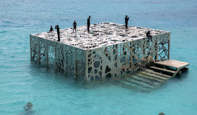 Coralarium maldives underwater sculpture destroyed