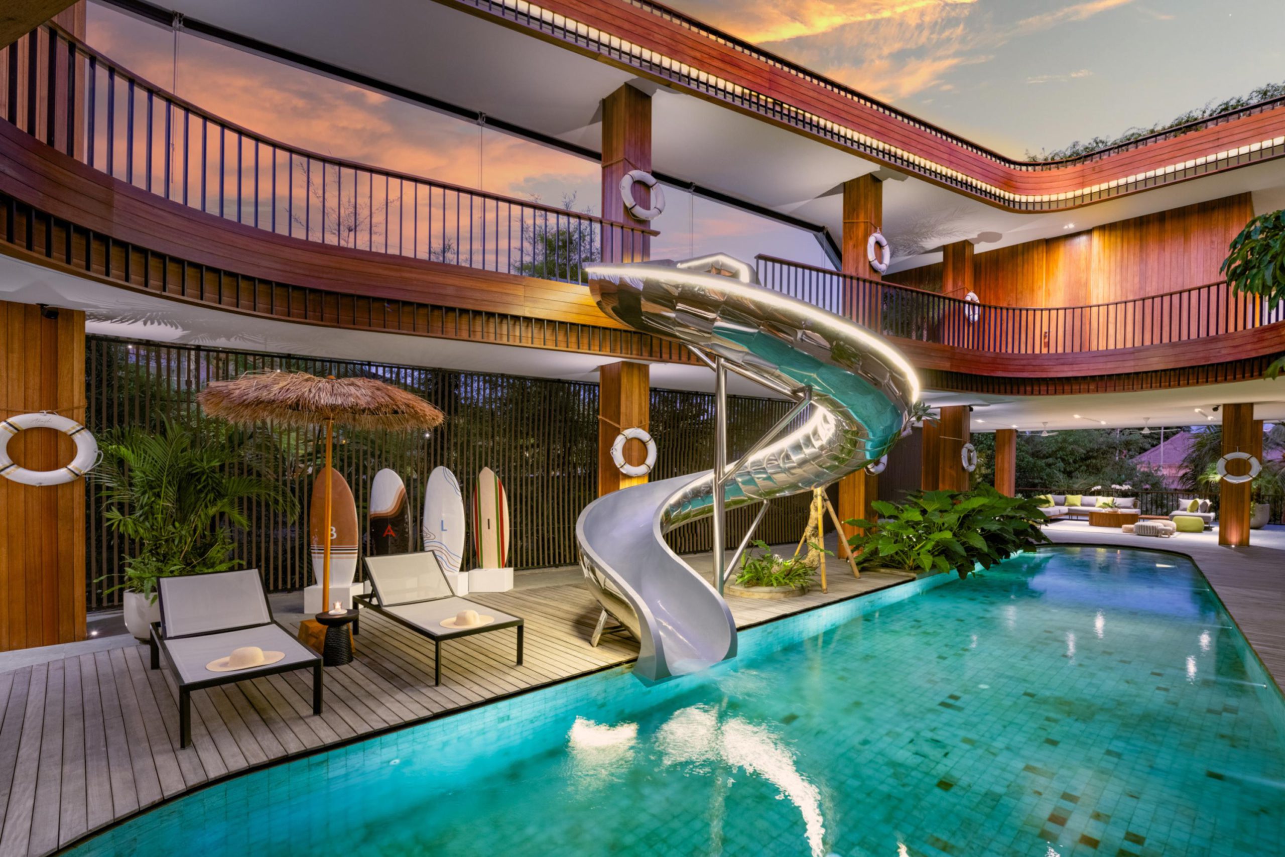 Akashi Residence Canggu Bali Evening Shot of Pool formerly Boss House Bali